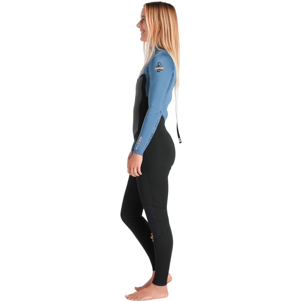 2026 C-Skins Frauen Nuwave Surflite 3/2mm R&uuml;ckenrei&szlig;verschluss Neoprenanzug C-NSL32WBZ - Black / Steel Blue